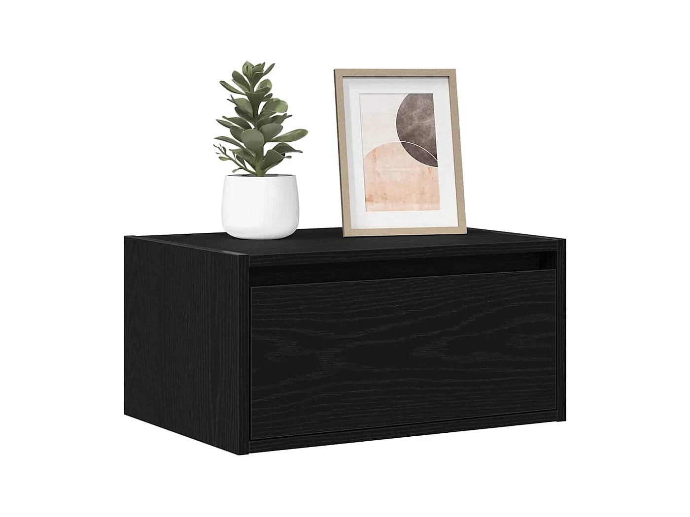 Tables de chevet murales avec lumières LED 2 pcs chêne noir