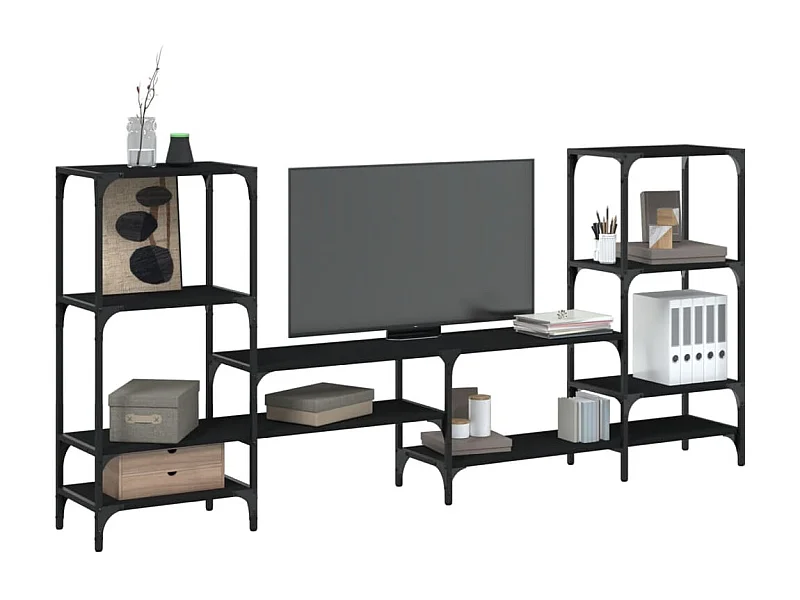 Mobile TV nero 206,5x28,5x95 cm Legno ingegnerizzato