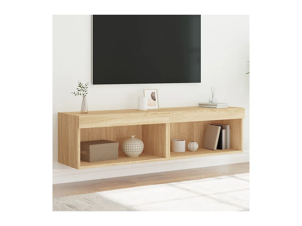 Meubles TV avec lumières LED 2 pcs chêne sonoma 60x30x30 cm