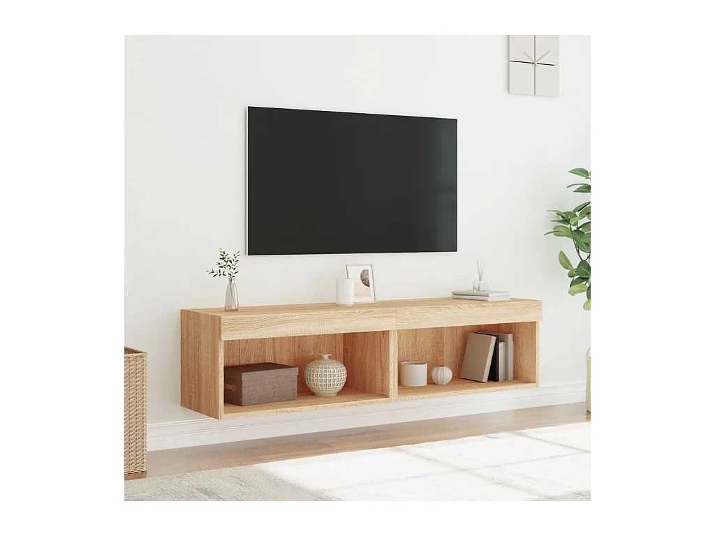 Meubles TV avec lumières LED 2 pcs chêne sonoma 60x30x30 cm