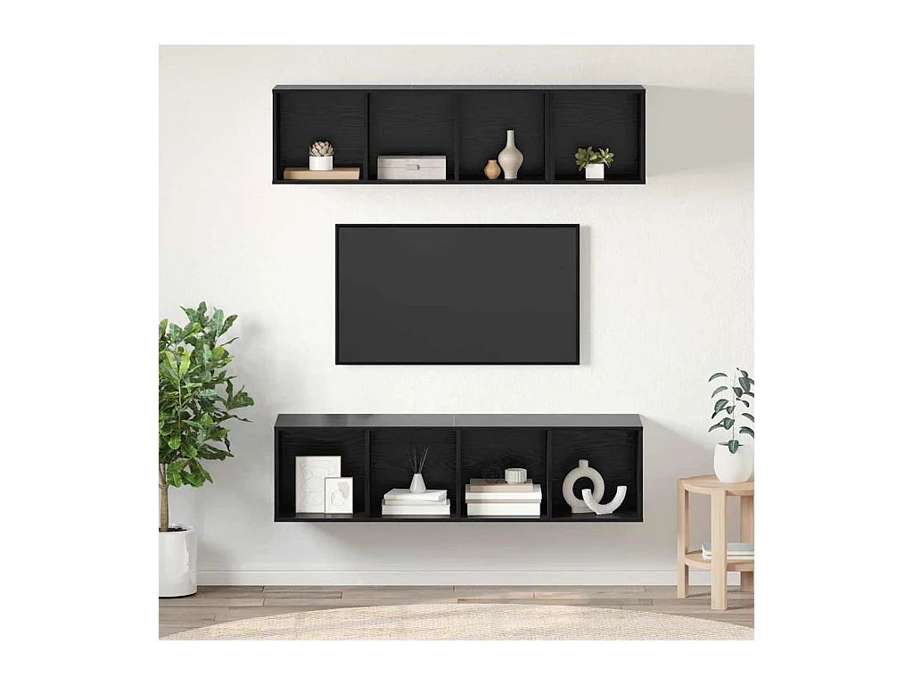 Set di mobili TV da 3 pezzi in rovere nero, legno ingegnerizzato