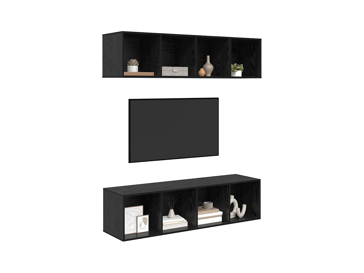 Set di mobili TV da 3 pezzi in rovere nero, legno ingegnerizzato