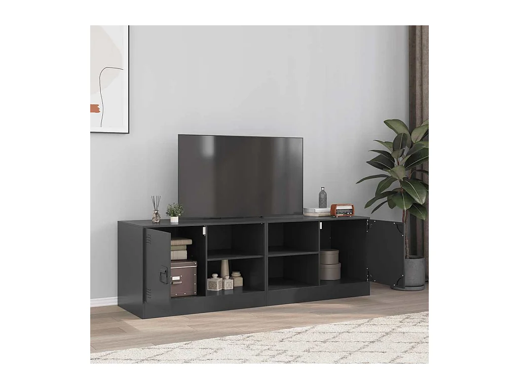 Meubles TV 2 pcs noir 67x39x44 cm acier