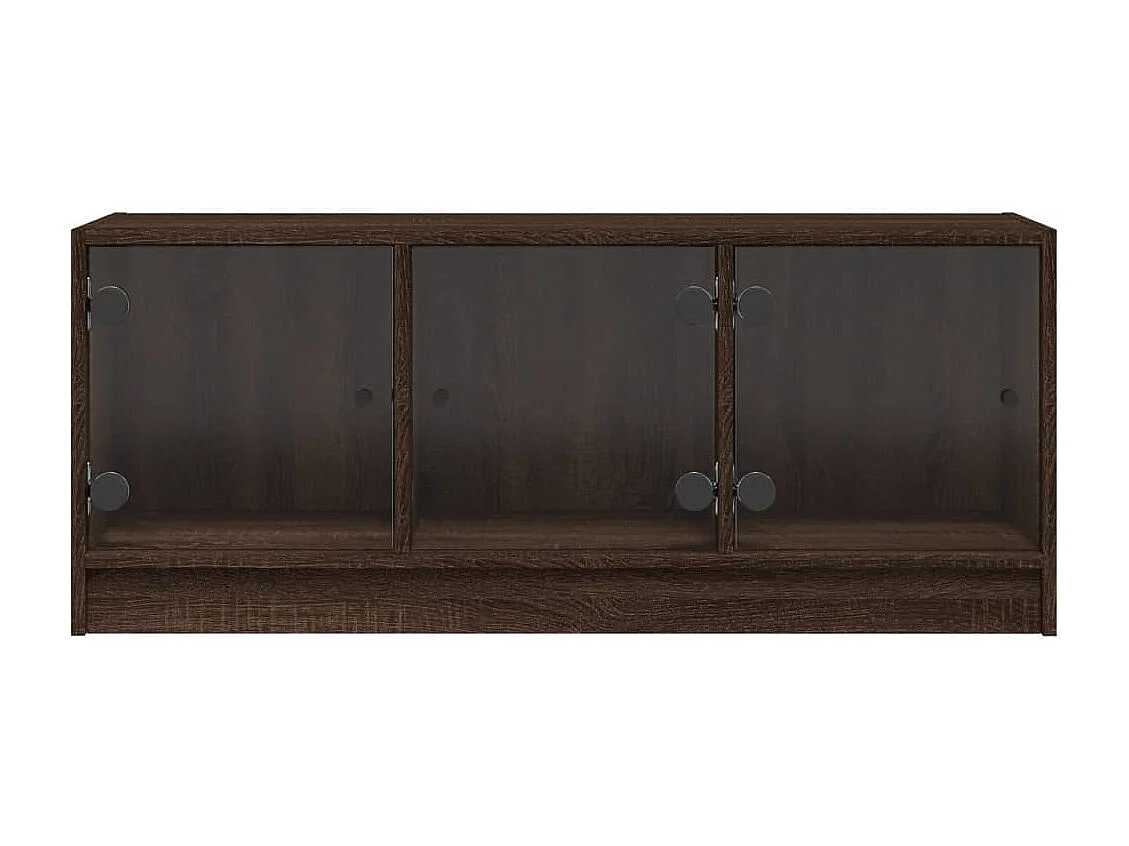 Meuble TV avec portes en verre chêne marron 102x37x42 cm