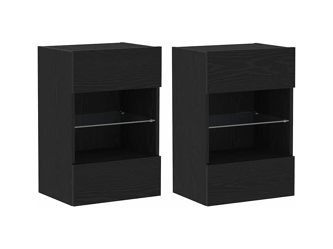 Meuble TV 2 pcs Noir 40 x 30 x 60,5 cm Bois d'ingénierie