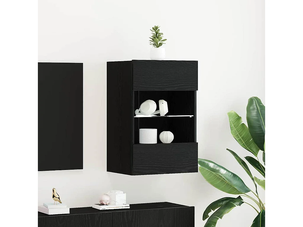 Meuble TV 2 pcs Noir 40 x 30 x 60,5 cm Bois d'ingénierie