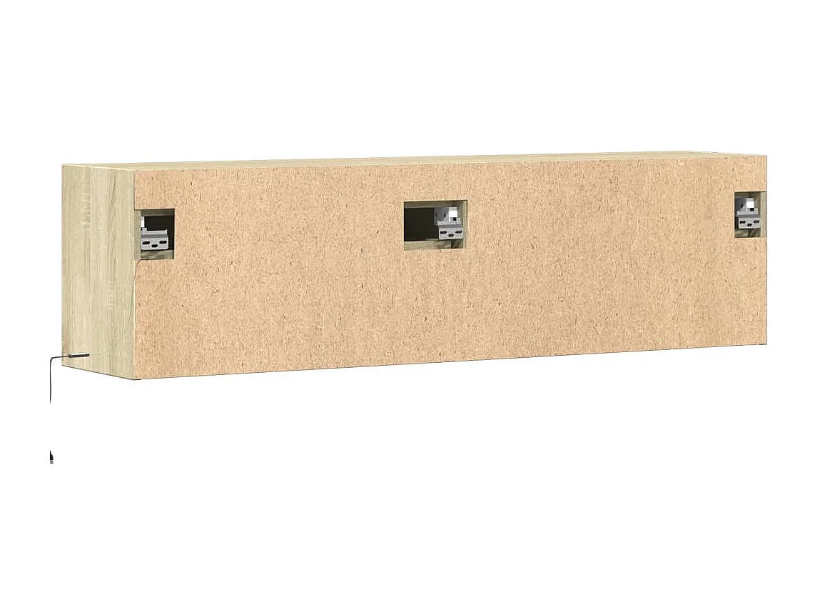 Meuble TV mural avec lumières LED chêne sonoma 140x31x38 cm