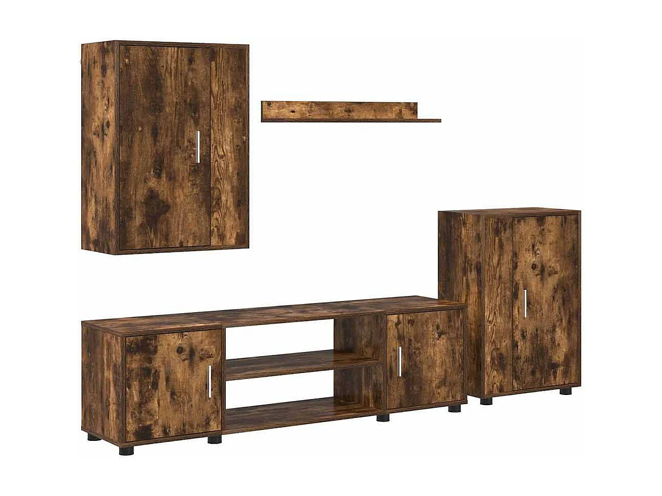 Ensemble de meuble TV 4 pièces Montage mural 4 pcs Chêne fumé