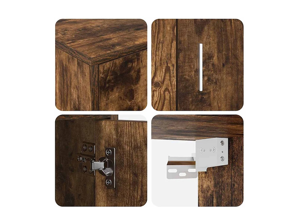 Ensemble de meuble TV 4 pièces Montage mural 4 pcs Chêne fumé