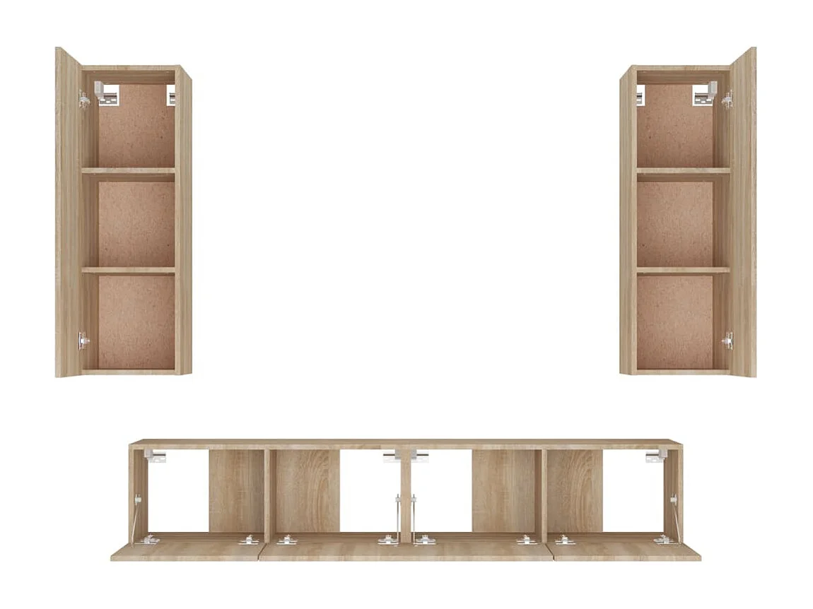 Conjunto de soporte para TV de 4 piezas de madera de ingeniería de roble Sonoma