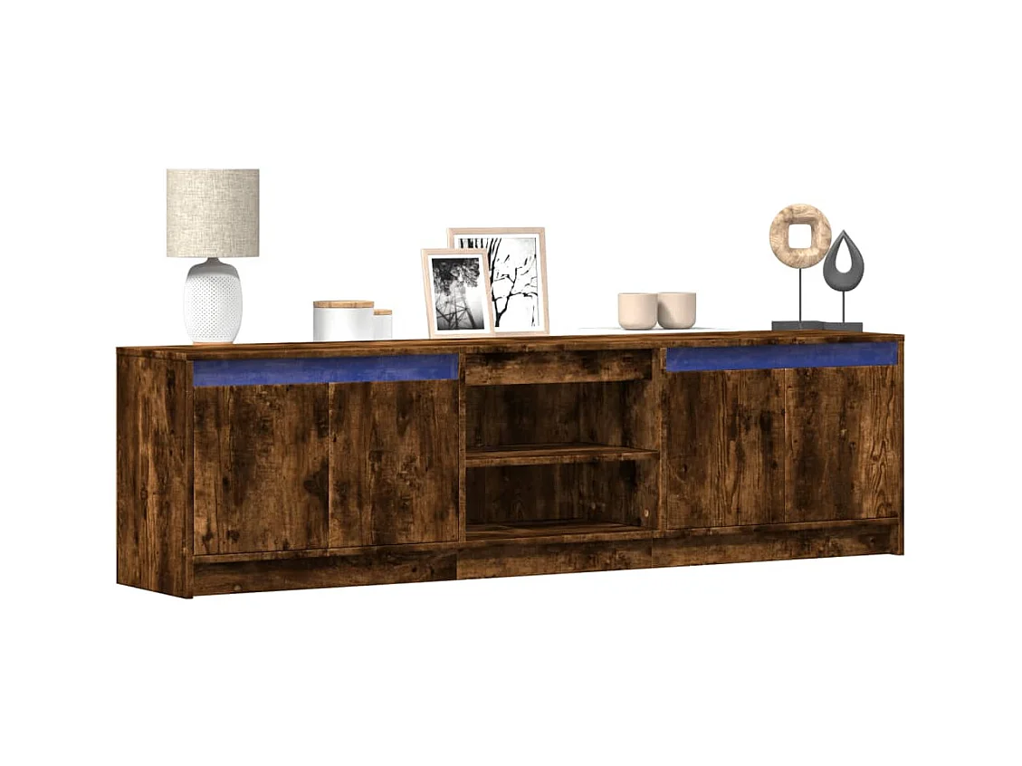 Meuble TV avec LED chêne fumé 180x34x50 cm bois d'ingénierie