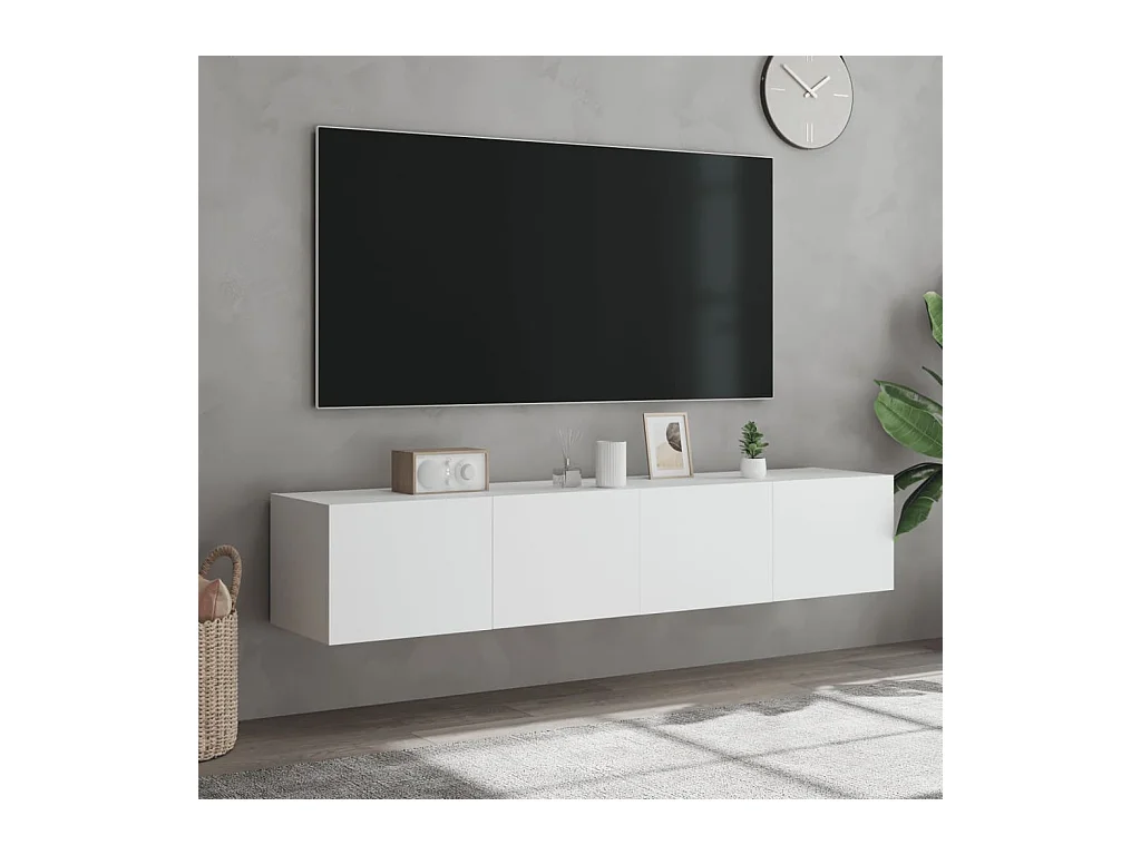 Wandmeubels met LED-verlichting 2 stuks wit 80x35x31 cm