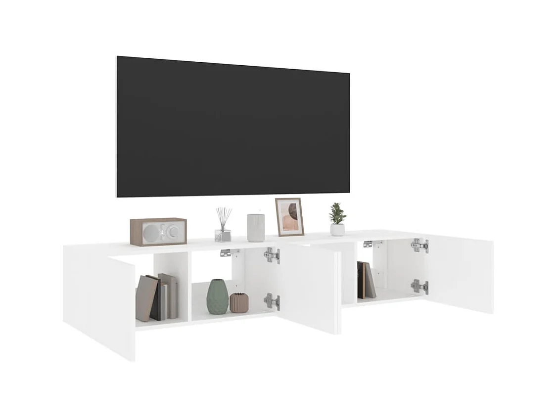 Wandmeubels met LED-verlichting 2 stuks wit 80x35x31 cm