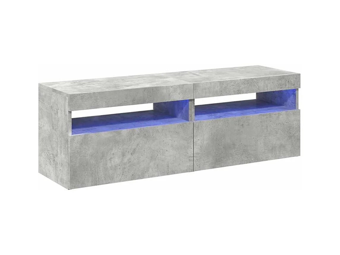 Meubles TV avec lumières LED 2 pcs gris béton 60x35x40 cm