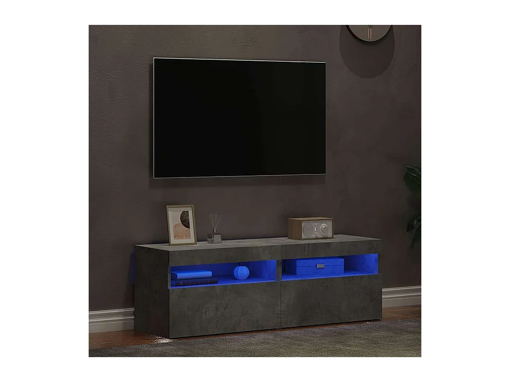 Meubles TV avec lumières LED 2 pcs gris béton 60x35x40 cm