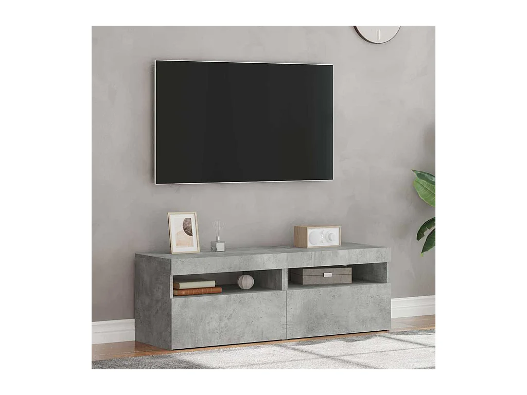 Meubles TV avec lumières LED 2 pcs gris béton 60x35x40 cm