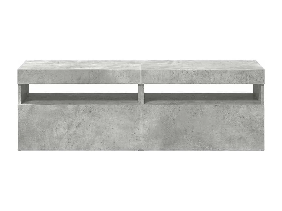 Meubles TV avec lumières LED 2 pcs gris béton 60x35x40 cm