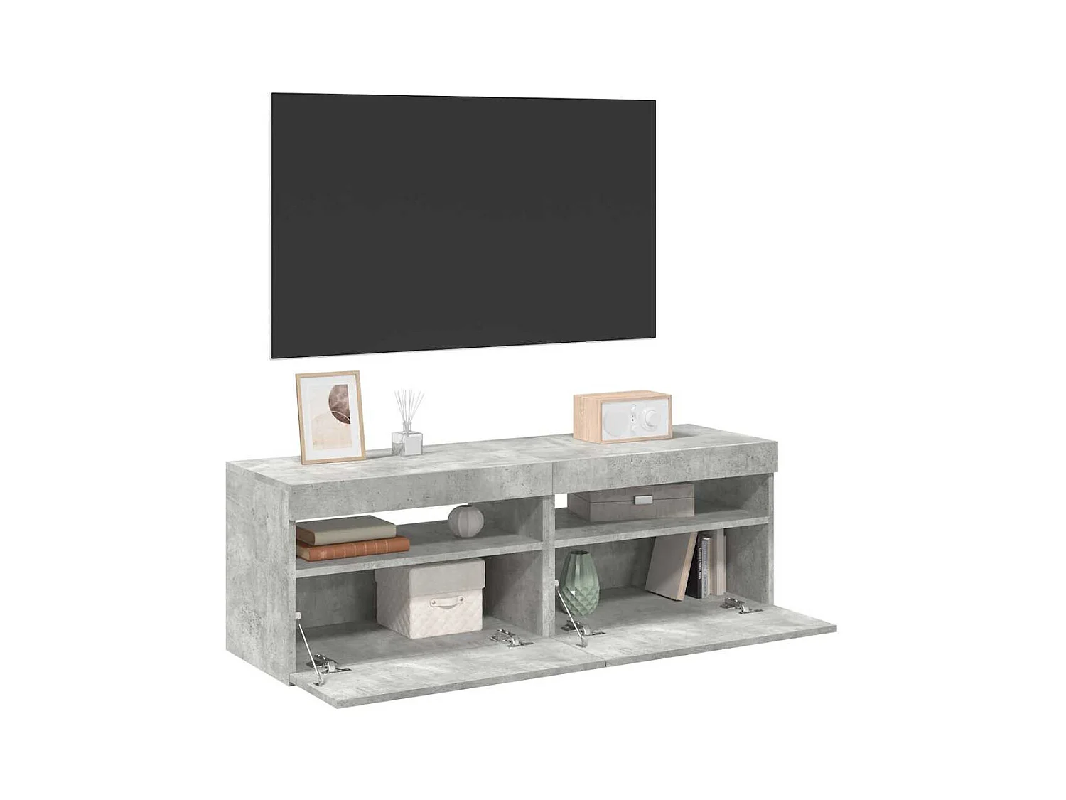 Meubles TV avec lumières LED 2 pcs gris béton 60x35x40 cm