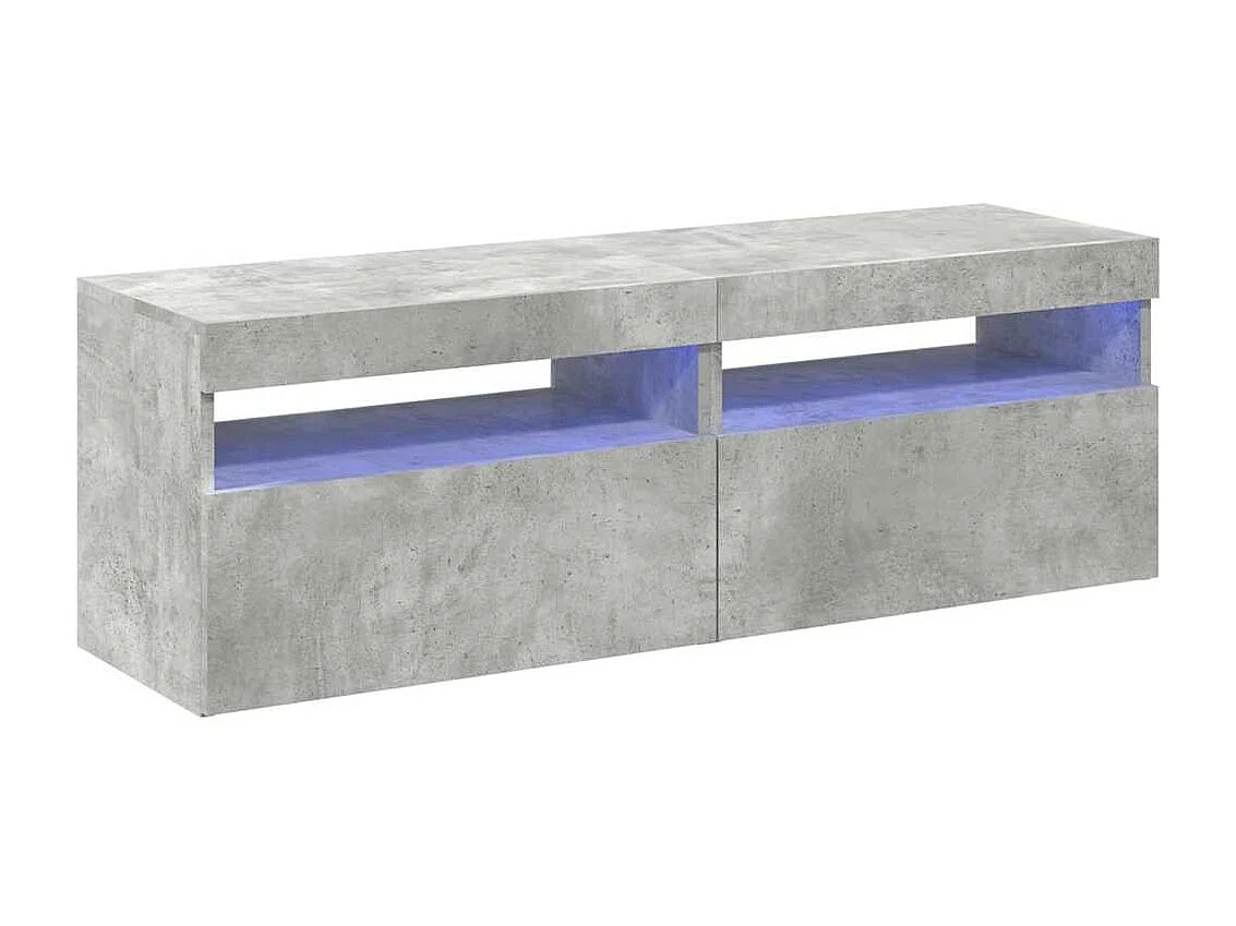 Meubles TV avec lumières LED 2 pcs gris béton 60x35x40 cm