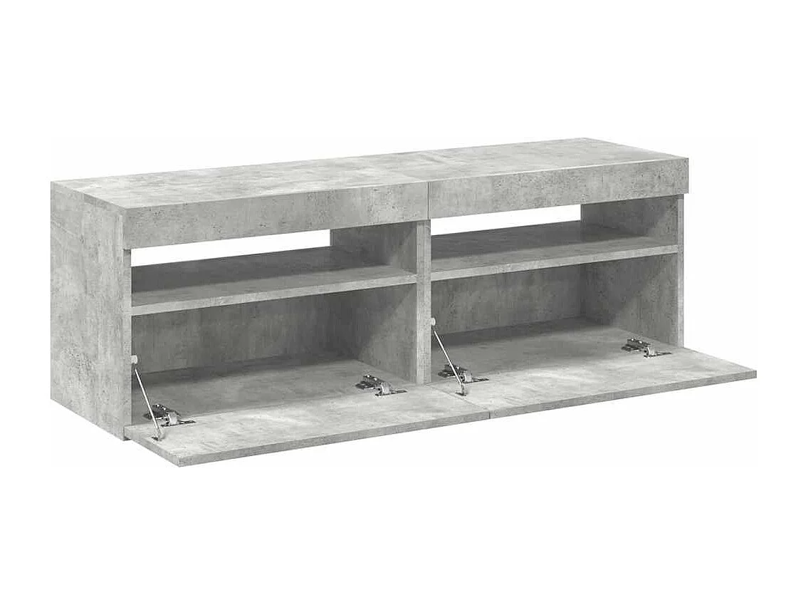 Meubles TV avec lumières LED 2 pcs gris béton 60x35x40 cm
