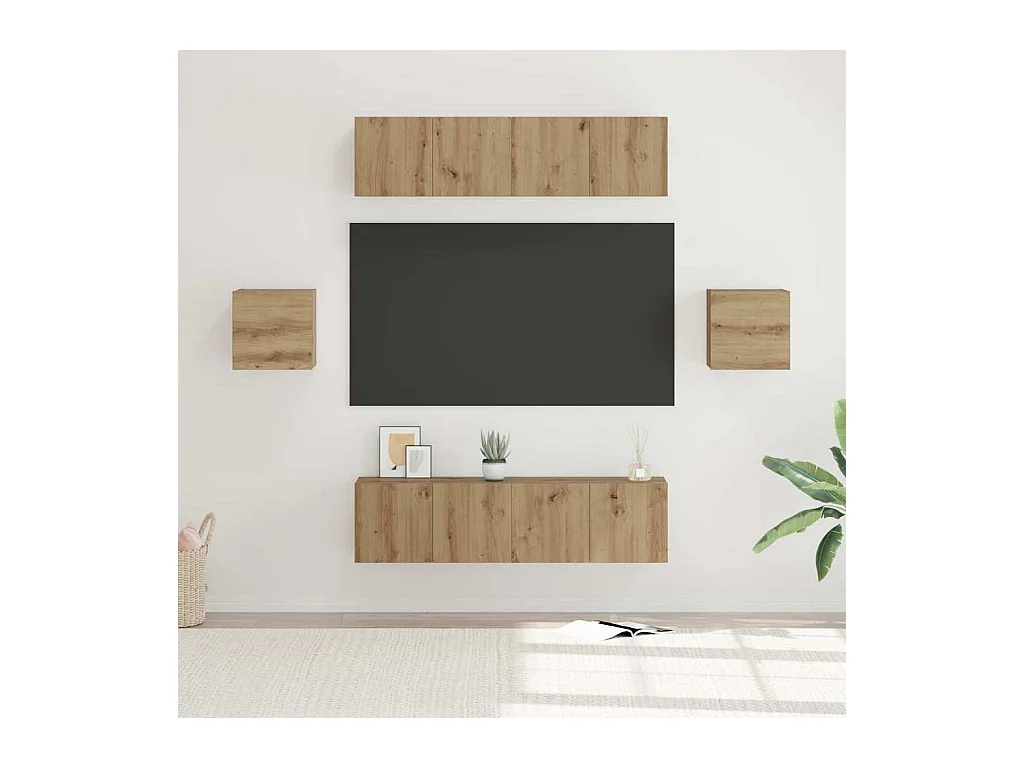 Ensemble meuble TV 6 pcs chêne artisanal Bois d'ingénierie