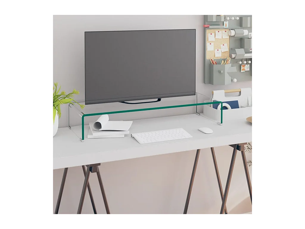 Meuble TV/pour moniteur 80x30x13 cm verre transparent