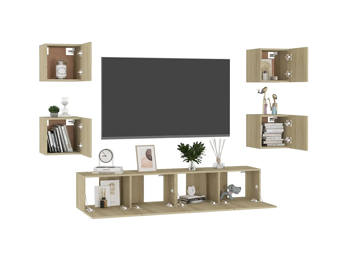 Ensemble de meubles TV 6 pcs Chêne sonoma Bois d'ingénierie