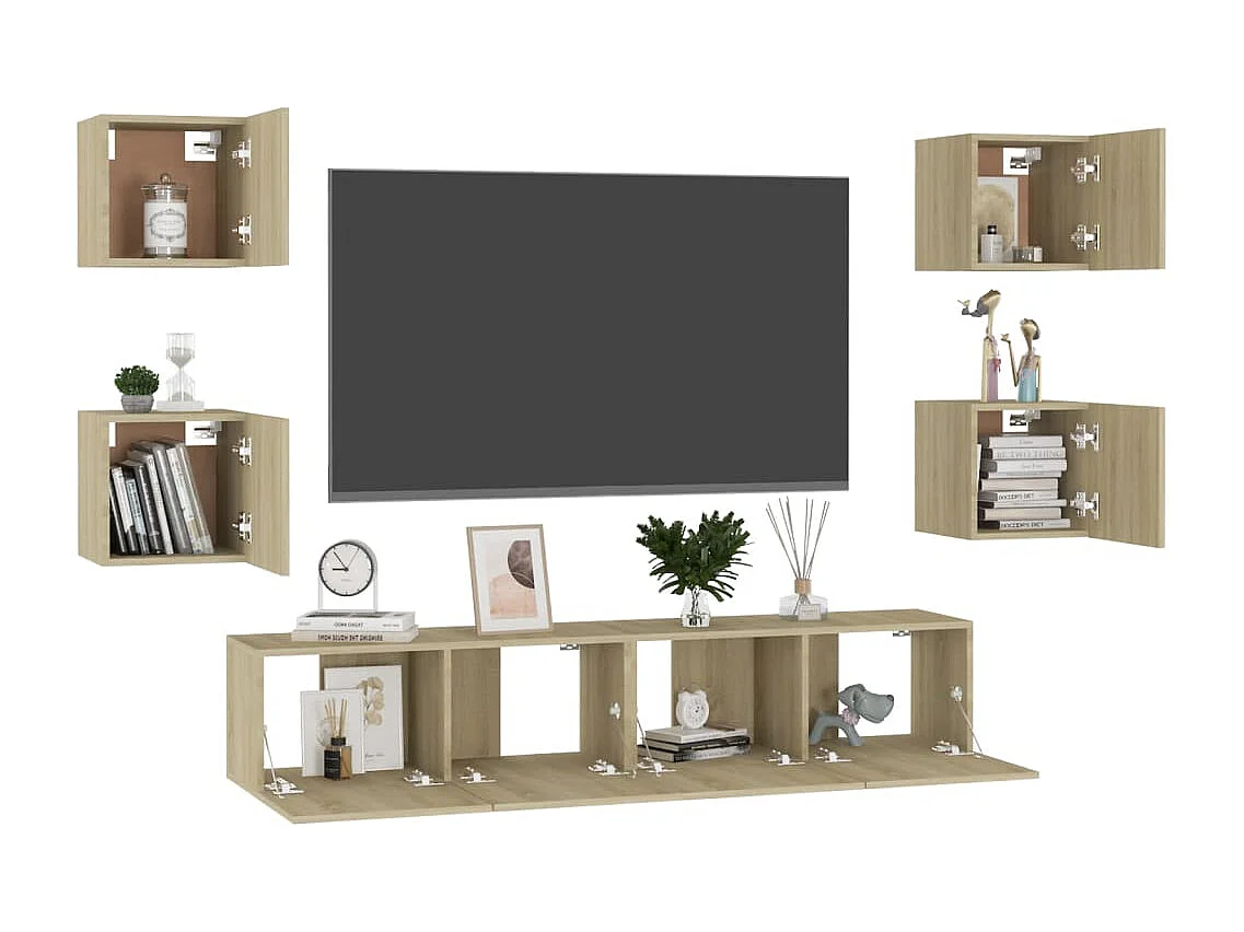 Ensemble de meubles TV 6 pcs Chêne sonoma Bois d'ingénierie