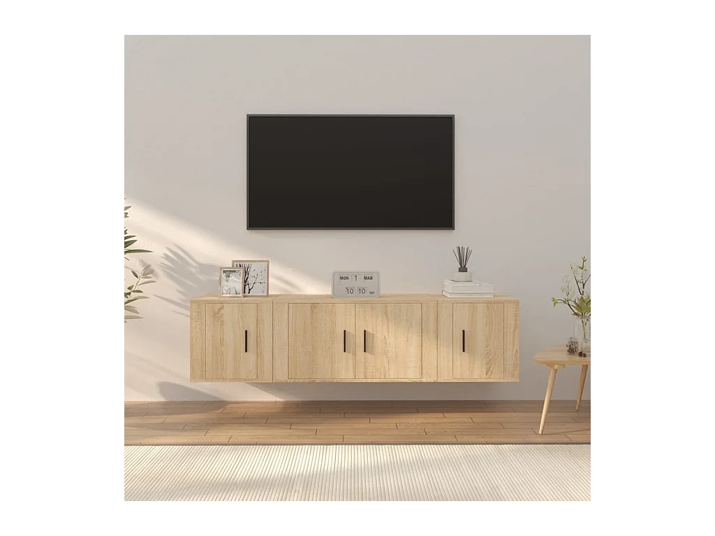Set di mobili TV da 3 pezzi in legno ingegnerizzato Sonoma Oak