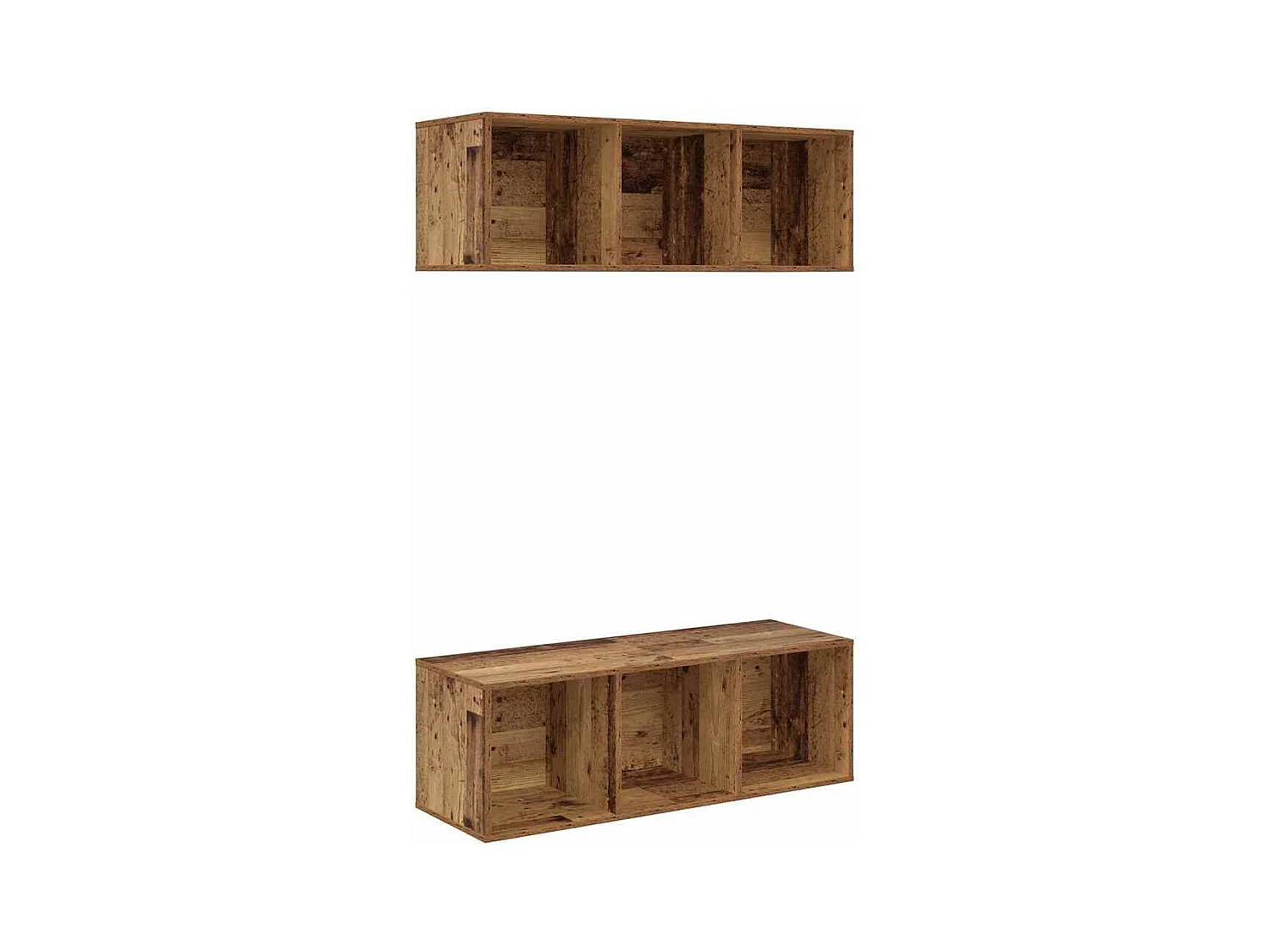2-delige wand-tv-meubels, antiek hout, 37 x 37 x 107 cm