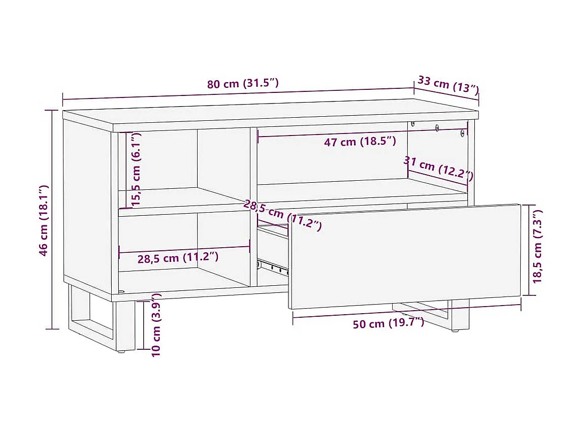 Armoire de rangement pour médias Marron 80 x 33.5 x 46 cm