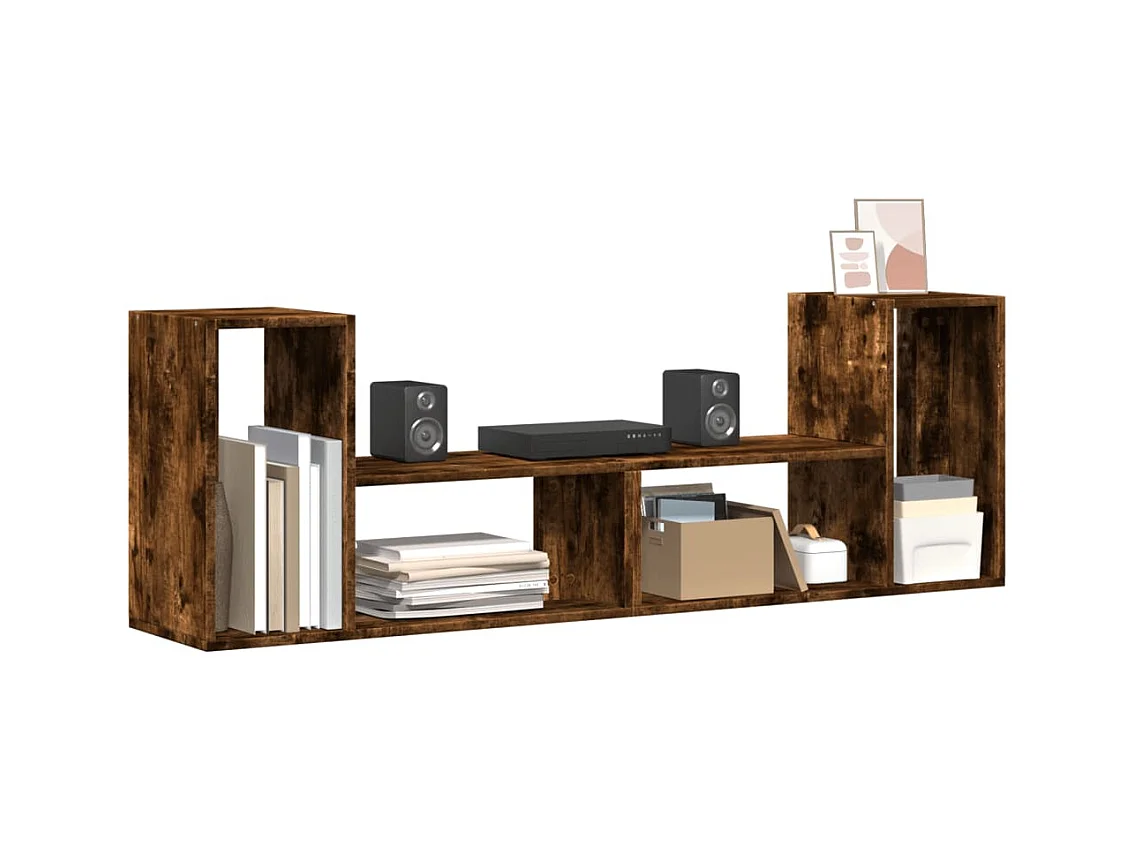 Mobile TV 2 pezzi rovere affumicato 75x30x50 cm legno ingegnerizzato