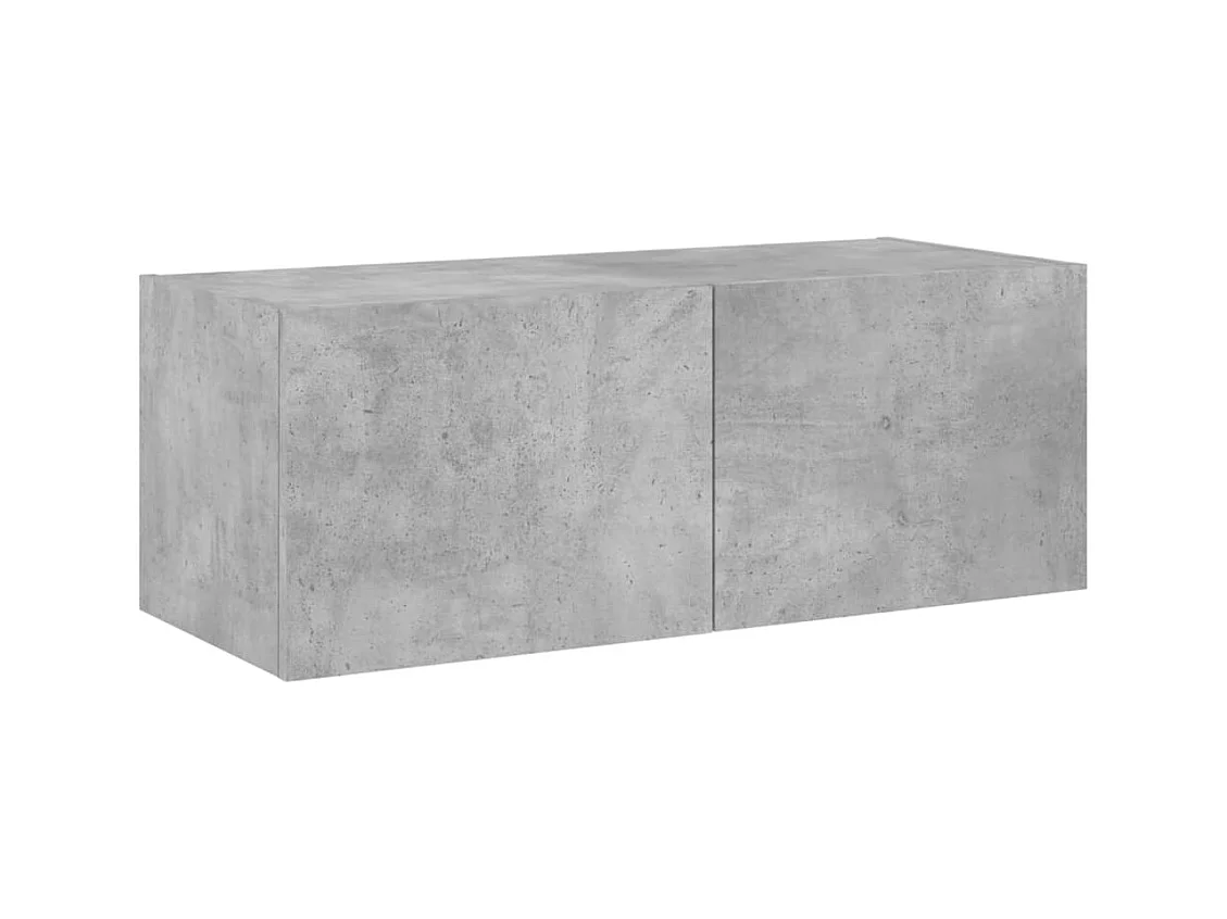 TV-wandmeubel met ledverlichting, betongrijs, 80x35x31 cm