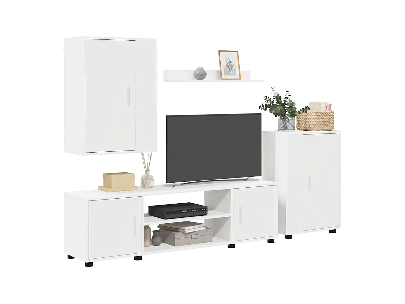 Ensemble de meuble TV 4 pièces 4 pcs Blanc Bois d'ingénierie