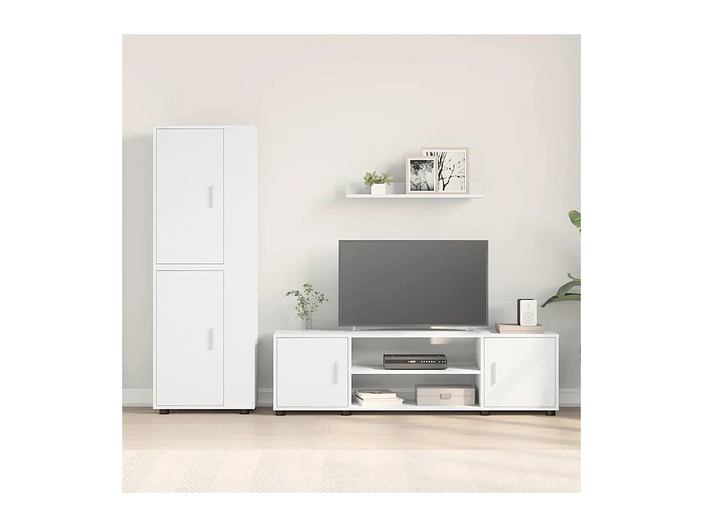 Ensemble de meuble TV 4 pièces 4 pcs Blanc Bois d'ingénierie