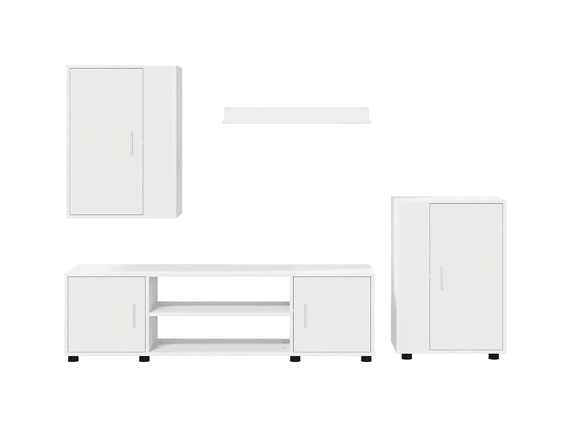 Ensemble de meuble TV 4 pièces 4 pcs Blanc Bois d'ingénierie
