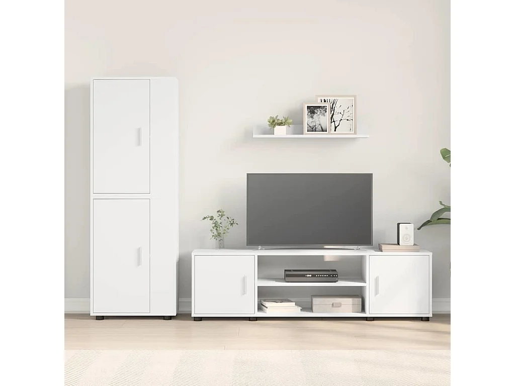 Ensemble de meuble TV 4 pièces 4 pcs Blanc Bois d'ingénierie