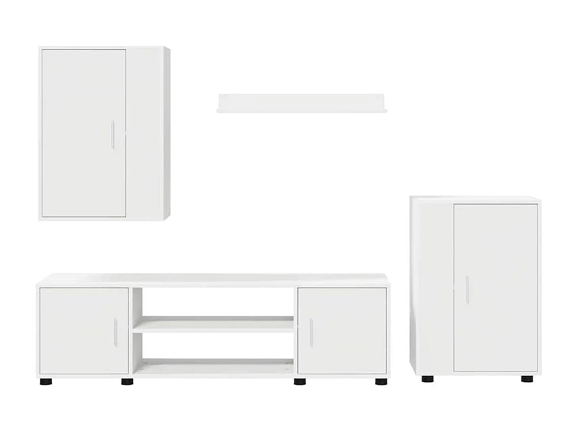 Ensemble de meuble TV 4 pièces 4 pcs Blanc Bois d'ingénierie