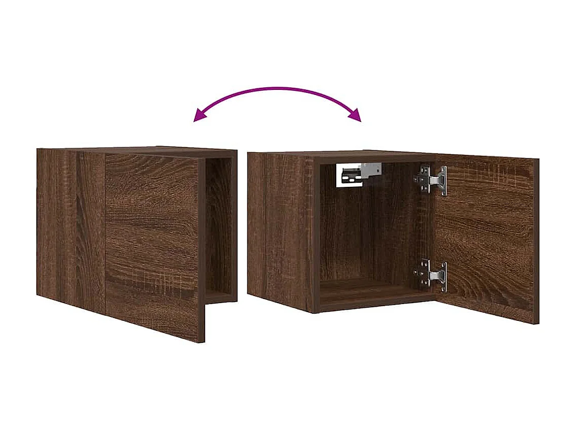 2-delige wandmeubels voor tv, bruin eiken, 30,5x30x30 cm