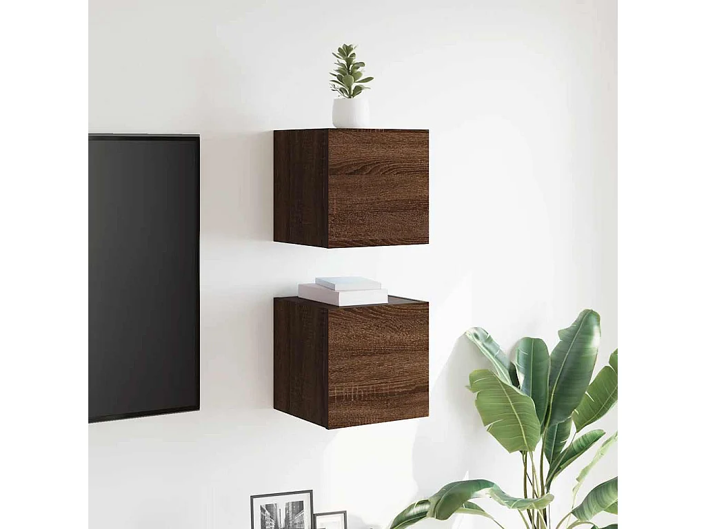 Meubles TV muraux 2 pcs Chêne marron 30,5x30x30 cm