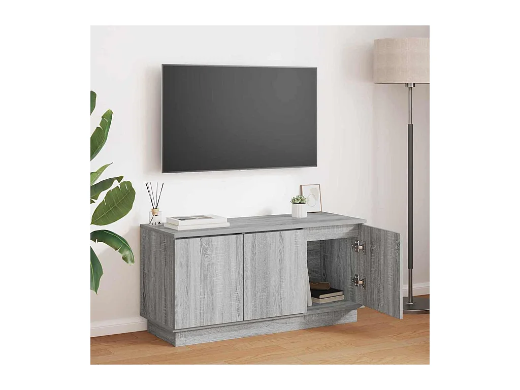 Sonoma grijs tv-meubel met led 100 x 38 x 49 cm