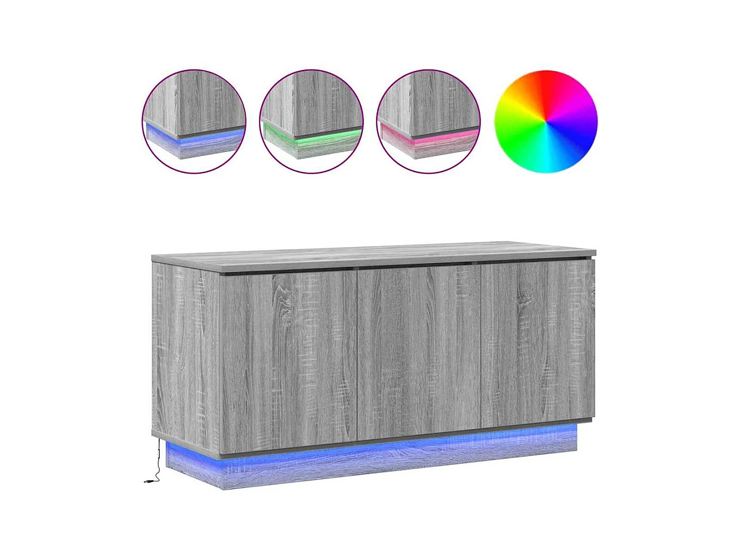 Sonoma grijs tv-meubel met led 100 x 38 x 49 cm