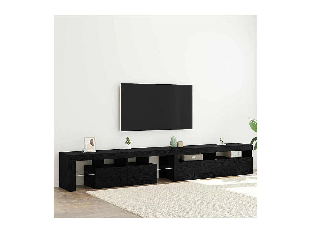 2-teiliger TV-Schrank Eiche schwarz 260 x 36,5 x 40 cm