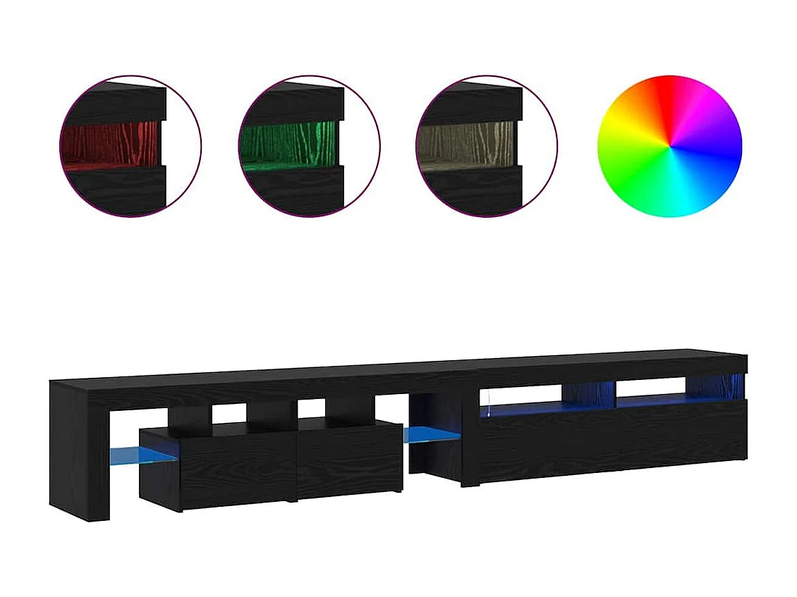 Mobile TV 2 pezzi Rovere nero 260 x 36,5 x 40 cm