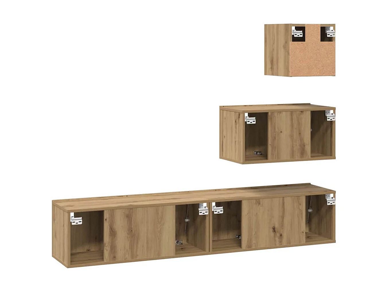 Set di mobili TV da 4 pezzi, rovere lavorato a mano, 80 x 30 x 30 cm