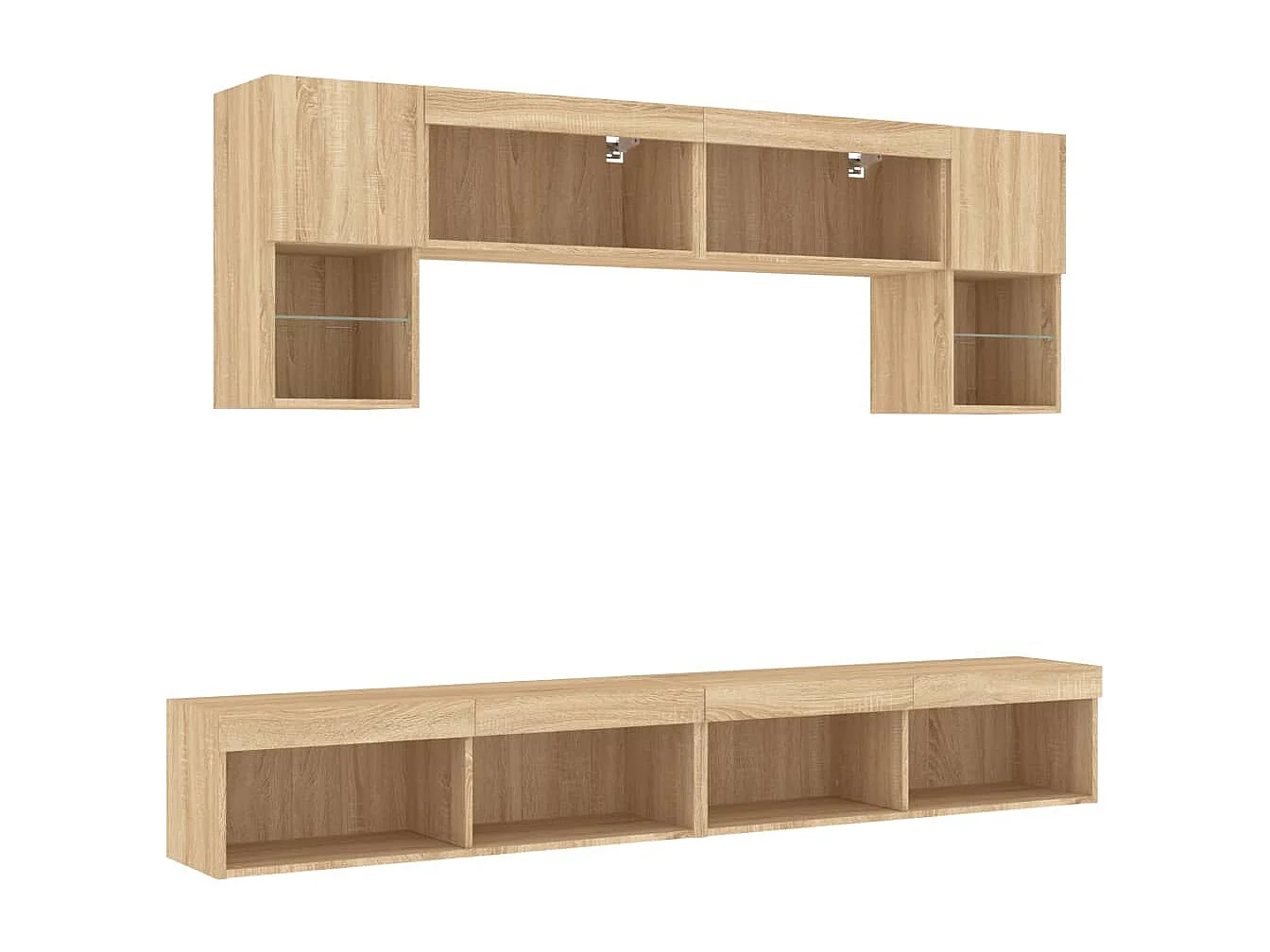 Unités murales TV avec LED 6 pcs chêne sonoma bois d'ingénierie