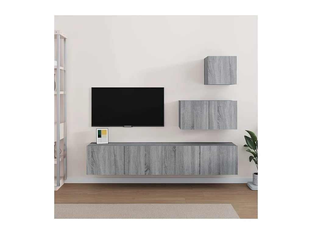Ensemble de meubles TV 4 pcs Sonoma gris Bois d'ingénierie