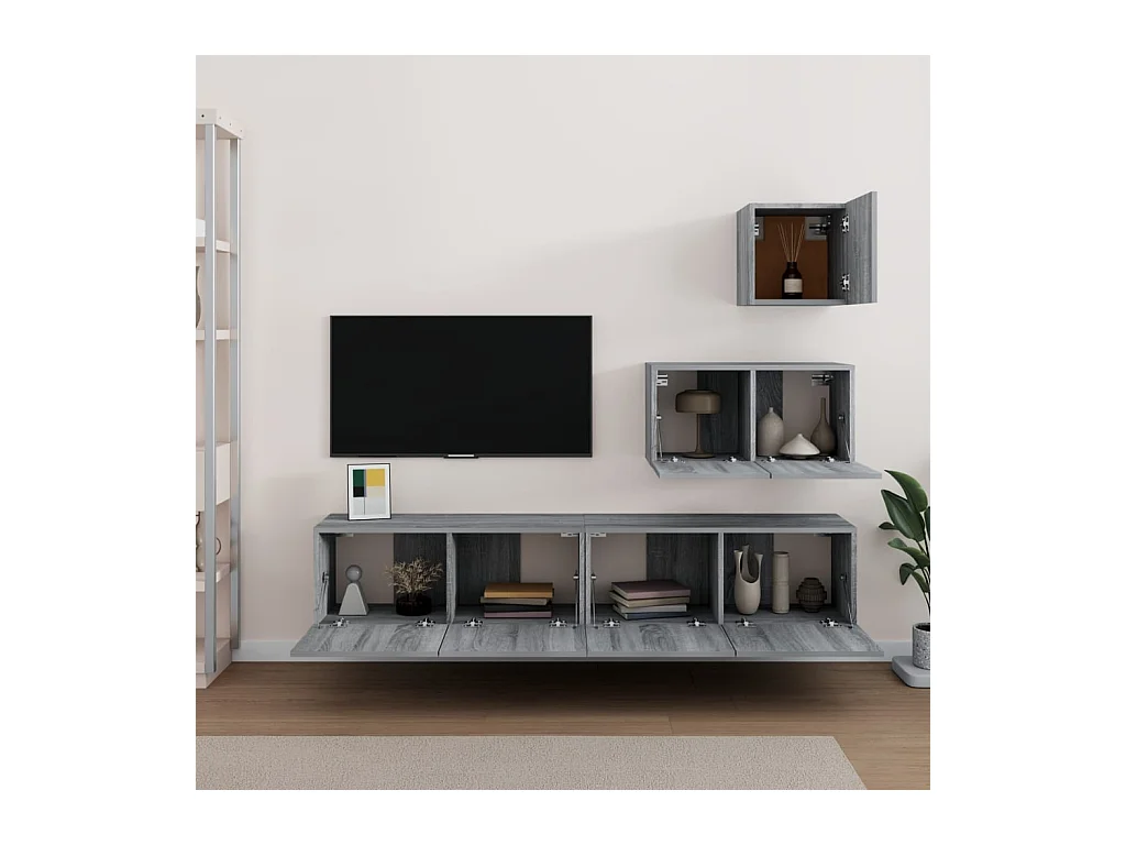 Ensemble de meubles TV 4 pcs Sonoma gris Bois d'ingénierie