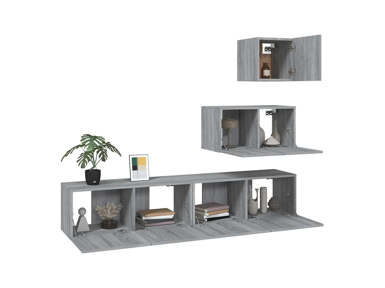 Ensemble de meubles TV 4 pcs Sonoma gris Bois d'ingénierie