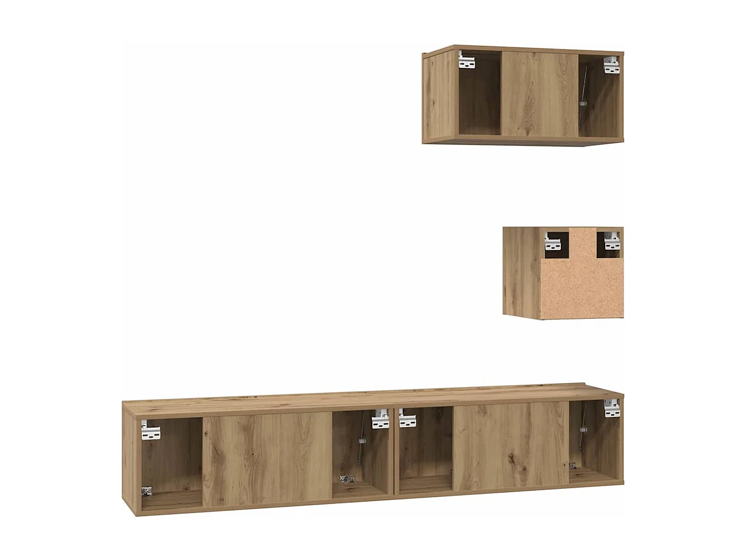 TV-kastset 4-delig handgemaakt eikenhout 80 x 30 x 30 cm